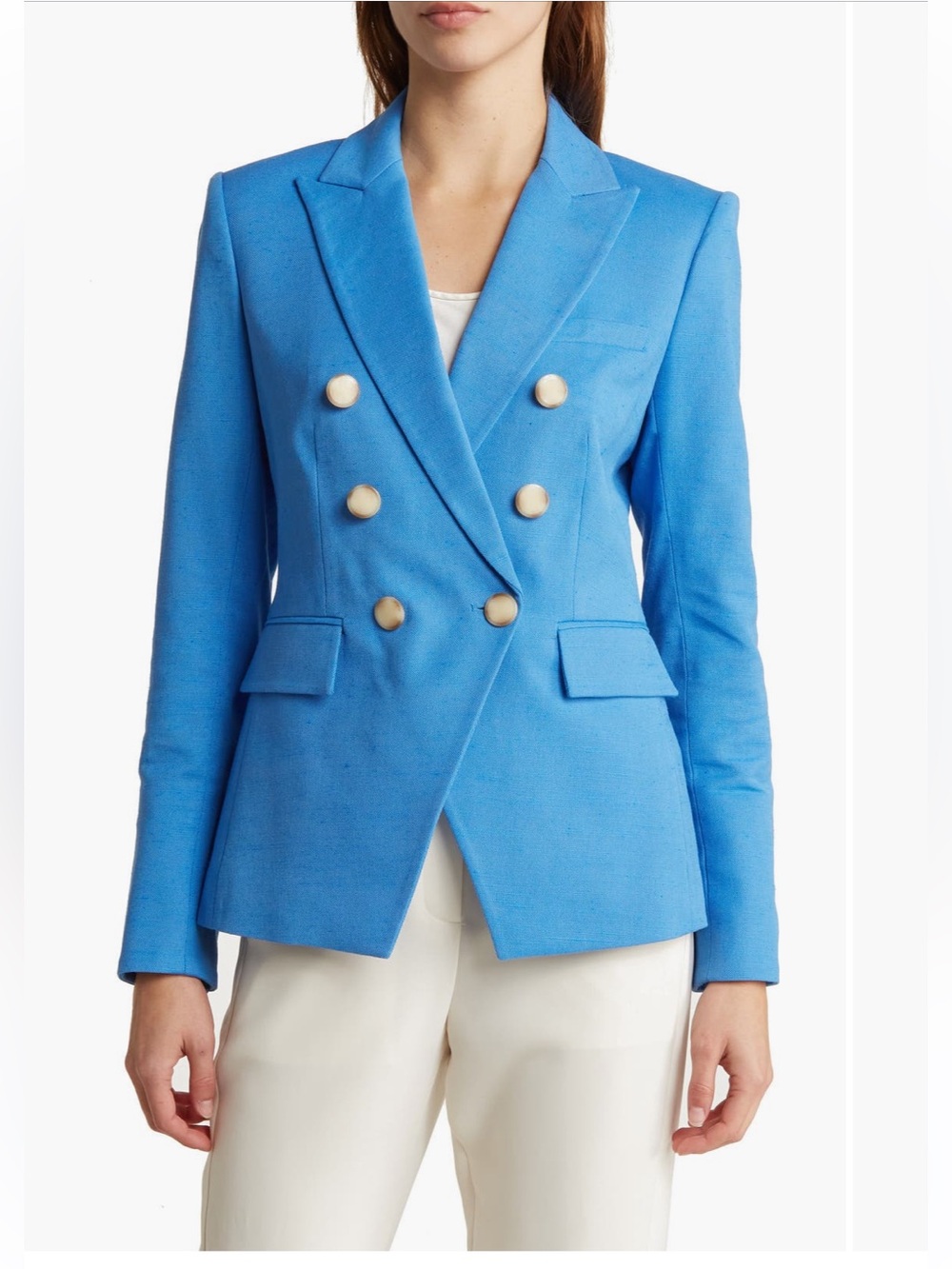 Veronica Beard Azure Blue Miller Dickey Double-Breasted blazer